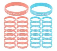 Jecdfs Pack of 30 Gender Reveal Silicone Bracelets in Blue and Pink - Team Boy or Team Girl - High Quality Bracelets for Gender Reveal Party and Baby Shower Decoration