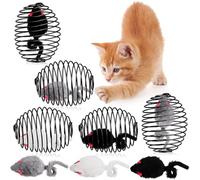 Jecery 5 Pcs Cat Spring Balls Stretchable Springs Toys Rolling Balls Colorful Playful Coils Interactive Spring Action Toy Caged Rats for Kitten Cat Pet Supplies Indoor (Mouse,Black)