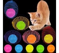 Jecery 5 Pcs Cat Spring Balls Toys Stretchable Rolling Balls Colorful Playful Coils Interactive Action Toy Caged Rats for Kitten Pet Supplies (Glow Ball,Multicolor)