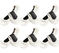 Jecery 6 Pairs Bridesmaid Foldable Flats, Bridesmaid Proposal Gifts, White, One Size