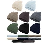 Jecery 80 Pack Winter Beanies Hats Bulk for Homeless Unisex Cold Weather Stretch Caps Warm Knitted Cuffed Hats for Women Men, Simple Color, One size