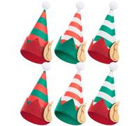 Jecery Christmas Elf Hats with Ears Bulk Green and Red Xmas Santa Elf Hat for Christmas Holiday Fairy Tale Party Supplies