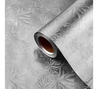 Jecery Embossed Floral Foil Paper Metallic Wrapping Paper Colored Foil Sheets for Crafts Scrapbook Florist Cake Board Cake Drums Christmas Party Gift Wrapping, 15.7 Inch 46 ft(Silver)