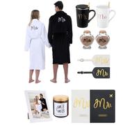 Jecery Wedding and Engagement Gifts Mr. & Mrs. Couples Robes and Coffee Cups Gift Set for Bride and Groom Honeymoon Essentials, Anniversary, Just Married, Travel