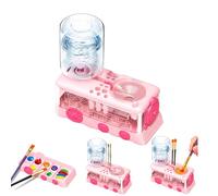 JEChrochen 2025 New Paint Brush Cleaner,Cartoon Train Brush Washer,Washing My Brushes,Water Cycle Watercolor Rinser Dispenser with Holder and Palette,Gift Painting Art Supplies for Artist Beginner Kid