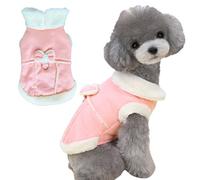 Jecikelon Bowtie Dog Cold Weather Coat Fleece Lining Warm Pet Puppy Turtleneck Dogs Winter Clothes for Small Dogs with D-Ring (Pink, X-Large)