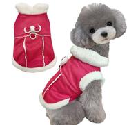 Jecikelon Bowtie Dog Cold Weather Coat Fleece Lining Warm Pet Puppy Turtleneck Dogs Winter Clothes for Small Dogs with D-Ring (Red, Large)