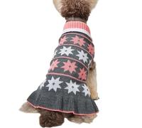Jecikelon Dog Sweater for Small Dogs Snowflake Knitted Dog Turtleneck Sweater Warm Winter Puppy Clothes (Grey, L)