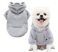 Jecikelon Pet Dog Cold Weather Coat with Pocket Winter Dog Hoodie Warm Puppy Clothes for Small Dogs Chihuahua Clothing (X-Small, Y02-Grey)