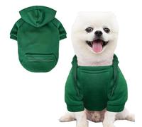 Jecikelon Pet Dog Cold Weather Coat with Pocket Winter Dog Hoodie Warm Puppy Clothes for Small Dogs Chihuahua Clothing (Green, Small)