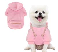 Jecikelon Pet Dog Cold Weather Coat with Pocket Winter Dog Hoodie Warm Puppy Clothes for Small Dogs Chihuahua Clothing (Pink2, Small)