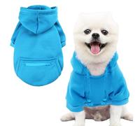 Jecikelon Pet Dog Cold Weather Coat with Pocket Winter Dog Hoodie Warm Puppy Clothes for Small Dogs Chihuahua Clothing (Blue, X-Large)