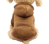 Jecikelon Winter Dog Hoodie Sweatshirts with Pockets Warm Dog Clothes for Small Dogs Chihuahua Coat Clothing Puppy Cat Custume (Coffee, X-Large)