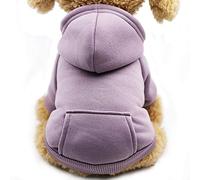 Jecikelon Winter Dog Hoodie Sweatshirts with Pockets Warm Dog Clothes for Small Dogs Chihuahua Coat Clothing Puppy Cat Custume (Purple, X-Small)