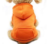 Jecikelon Winter Dog Hoodie Sweatshirts with Pockets Warm Dog Clothes for Small Dogs Chihuahua Coat Clothing Puppy Cat Custume (Orange, X-Small)