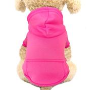 Jecikelon Winter Dog Hoodie Sweatshirts with Pockets Warm Dog Clothes for Small Dogs Chihuahua Coat Clothing Puppy Cat Custume (Rose red, XX-Small)