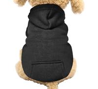 Jecikelon Winter Dog Hoodie Sweatshirts with Pockets Warm Dog Clothes for Small Dogs Chihuahua Coat Clothing Puppy Cat Custume (Black, XX-Small)