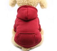 Jecikelon Winter Dog Hoodie Sweatshirts with Pockets Warm Dog Outfits Clothes for Small Dogs Chihuahua Coat Clothing Puppy Cat Custume (Wine red, X-Large)