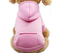 Jecikelon Winter Dog Hoodies with Pockets Warm Dog Clothes for Small Dogs Chihuahua Coat Clothes Puppy Cat Custume (Pink, XL)