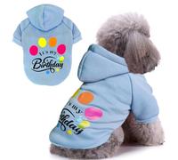 Jecikelon Winter Printed Dog Hoodies Sweatshirts Warm Clothes for Small Dogs Chihuahua Coat Puppy Clothing Cat Custume (Light Blue, Large)