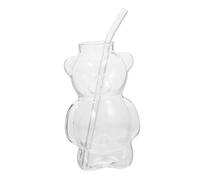 JECOMPRIS 1 Set Adorable Bear Shaped Glass Cup Capacity Cartoon Mug for Juice Tea Beverages for Home Office Parties Fun and Drinkware