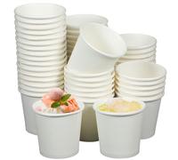 JECOMPRIS 100pcs Disposable Coffee Cup 1 Oz 30ml White Paper Cups Small Beverage Cups Sample Tea Cup for Cold Drinks Milk Hot Water Supermarket To Go Party Cup, 4.50X4.50X4.00CM