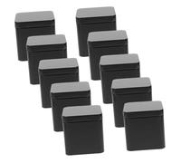 JECOMPRIS 10pcs Black Tinplate Small Square Tea Tins Lids Portable Metal Storage Boxes for Loose Tea and Cookie Packaging Travel Set