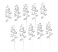 JECOMPRIS 10pcs Glittered Bay Leaf Ornaments for Christmas Tree Decor Shiny Faux Leaf Picks for Wreaths Garlands and Artificial for Festive Atmosphere