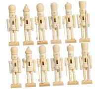 JECOMPRIS 12Pcs Unfinished Nutcracker Wood Puppets for DIY Decoration Miniature Christmas Ornaments Creative Home Decor for Enhance Imagination Interaction for Table