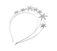 JECOMPRIS 1pc Crystal Crown Hair Accessory Silver Stars Hair Bow for Girls Rhinestone Star Headband Sparkle Headband Decor Shiny for Bride