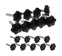 JECOMPRIS 20pcs Black Plastic Plum Shaped Hand Knobs with Integrated Screw Nut Star Clamping Screw Handles for Tight Spaces Door Knobs Replacement