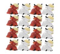JECOMPRIS 20pcs Miniature Resin Highland Cow Figurines for DIY Craft Cartoon Style Small Animal Sculptures for Fairy Garden Dollhouse Desktop Decoration Brown White Mix