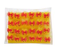 JECOMPRIS 24Pcs Easter Mini Chicks Decorations with Polka Dot Bow, Plastic Plush Farm Animal Figurines for Easter Party Favors and Craft