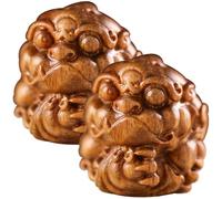 JECOMPRIS 2pcs Ancient Animal Pendant Keychains Carved Natural Wood Charms DIY Wooden Ornaments Compact Lightweight Decorative Accessories for Bags and Keys
