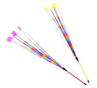 JECOMPRIS 2pcs Colorful Feather Cat Teaser with Pvc Sticks for Kitten Interactive Play and Keeping Cats Active for Playing and Supplies Random Color