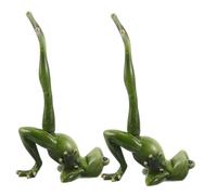 JECOMPRIS 2pcs Creative Resin Yoga Frog Figurines Miniature Frog Chair Statue Playful Resin Animal Sculptures for Home Office Desk Shelf Decor for Yoga Enthusiasts