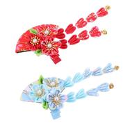 JECOMPRIS 2pcs Elegant Japanese Style Hairpin Handmade Kimono Hairpin Flower Tassels Traditional Geisha Hair Clip for Women