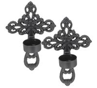 JECOMPRIS 2Pcs Gothic Cross Wall Candle Holder Hanging Tea Light Holder for Wedding Halloween Christmas Elegant Iron Wall Mounted Decor for Spaces