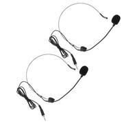 JECOMPRIS 2pcs Headset Microphone Wired Condenser Mic with Professional Capacitance Core and High Sensitivity for Teaching Amplifiers and Computer Use, Black Plastic and Iron Material