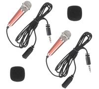 JECOMPRIS 2pcs Mini Microphone Set Lightweight Portable Tiny Microphones for Phone with Stainless Steel and Polyester Material for Karaoke and Mobile Recording