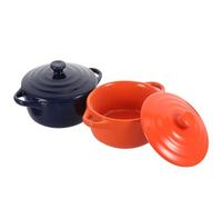 JECOMPRIS 2pcs Noodle Containers Tableware Bowl with Lid Double Handle Round Ceramic Anti-scalding Easy to Clean Bowls for Home and Shop Use
