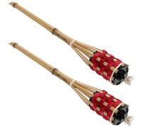 JECOMPRIS 2pcs Red Bamboo Outdoor Torch for Yard and Festival Party Decoration, Woven Bamboo Torches Decorative Fire Lamp for Camping and Outdoor Events