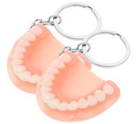 JECOMPRIS 2pcs Resin 3d Horror Teeth Keychain Halloween Spooky Bag Pendant for Men Women Party Favors Car Keyring Set