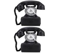 JECOMPRIS 2pcs Retro Telephone Model Decorative Vintage Rotary Dial Phone Figurine for Home Office Bar Tabletop Decor and Photography Prop Small Black
