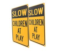 JECOMPRIS 2pcs Slow down Boy Girl at Play Signs Iron Street Signs for Neighborhoods Road Safety Reflectors Boys and Girls Playing Warning