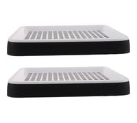 JECOMPRIS 2pcs Small Pet Litter Tray for Rabbits with Double-layer Design and Detachable Grids, Easy to Carry Plastic Rabbit Toilet Suitable for Hamsters and Ferrets, Black Open Space Potty