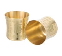 JECOMPRIS 2pcs Vintage Brass Holy Water Offering Cups Chinese Kung Fu Tea Mug Goblets for Buddhist Sacrificial Use and Asian Tea Tasting Decor