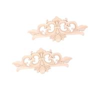 JECOMPRIS 2pcs Wood Carved Onlay Applique for Door and Cabinet Decor, Beige Synthetic Material, Classical Artistic Style, Versatile Home Decoration