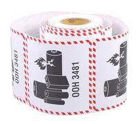 JECOMPRIS 300pcs Lithium Battery Warning Labels Un3481 Fire Hazard Shipping Stickers 100x100mm Battery Caution Tags for Air Transport and Logistics Compliance