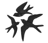 JECOMPRIS 3pcs Cast Iron Ornaments Bird Wall Hanging Ornaments, Rustic 3d Bird Wall Decoration with Vivid Metal Decor for Garden and Living Room Photography Props